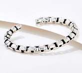 JAI Sterling Silver Box Chain Cuff Bracelet, 8"